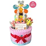 おむつケーキ Sassy（サッシー） 豪華３段フェイスタオルセット/出産祝い/誕生日プレゼント ダイパーケーキ (パンパースM18 （1歳のお誕生日プレゼント用に）)