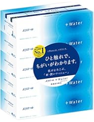 エリエール ティッシュ プラスウォーター(+Water) 180組×5箱 パルプ100%
