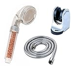 Joyoldelf シャワーセット天然鉱石 高圧節水シャワーヘッド、1.5ｍ防爆ホース、シャワーフック 陰イオンのトリプルフィルター 水療法 健康なシャワー！ クロムメッキ