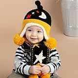 おで 赤ちゃん 子供 用 ニット帽子 マフラー セット かわいい ベビー & キッズ 防寒 ニット帽 (black)