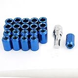 uxcell タイヤチューナーラグナットセット　ホイールロック　12mmx1.5 　メタル　カー　ブルー　21個入り