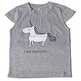 BEE&BLUE キッズシャツ Tシャツ 半袖 ネック 丸ネック ユニコーン 娘 可愛い (L)