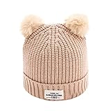 Tonsee キッズ 帽子 ベビー ニットキャップ 冬 暖かい キャップ 女の子 男の子 赤ちゃん 子供用 可愛い ハット 防寒 (ベージュ)