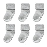 VWU Baby Thick Cotton Socks Terry Socks Winter Socks White Grey 0-1/1-3T (1-3 years old Grey) [並行輸入品