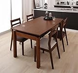 最大240cmまで伸ばせる伸縮ダイニング5点セット 天然木 【テーブル(幅140～240)1＋チェア4】 (チェア：ブラウン4脚)