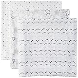【日本正規品】 スワドルデザインズ (SwaddleDesigns) ベビースクエアモスリン スターシャインシマースターリングシルバー 3枚セット SDM-614ST