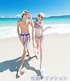 2017年新作　夏のペア水着　レディース ビキニ３点 セット カップル お揃い ペア 水着 体型カバー01 (XL, レッド)