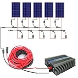 ECO-WORTHY 500W ソーラーパネル キット: 5x100W 12V ソーラーパネル+MC4 コネクター+ソーラーケーブル+500W グリッドインバター