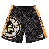 KLEW NHL Boston Bruins Bigロゴポリエステルショーツ、Xラージ、ブラック