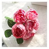 造花 牡丹花束 結婚式 ホーム パーティー用　飾り 1本セット6花 (バラ色)