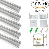 LightingWill LEDアルミチャンネルUタイプ 3.3 Ft/1M 20mm以下5050　3528　LEDライト用　カバー　エンドキャップなどの付属品が付き　シルバーチャンネル透明色カバーU