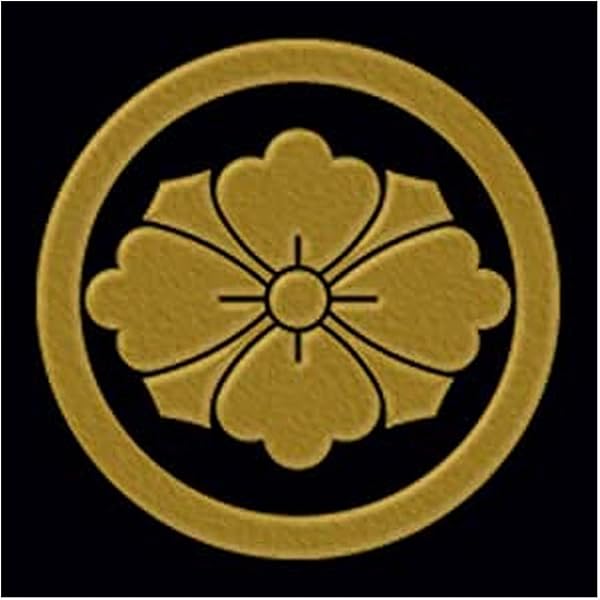 General Family Crest Maki-e Sticker 38. Maru-ni Ken Hana Bishi/GD - 1