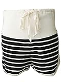 MONFUTUR(モンフチュール) パンツ ボーダー マタニティ ショート スウェット レディース ブラック ホワイト M