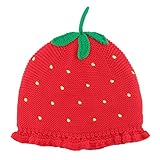 Three sheep ニット帽 いちご柄 毛糸 ラメ ニットキャップ ベビー 新生児 子供 赤ちゃん キッズ 帽子 女の子 秋冬 防寒 かわいい