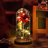 Nosii 造花 バラ プリザーブドフラワーバラ 造花ライト LED お供え花 木製ベース 飾りランプ バレンタイン 母の日 誕生日 プレゼント 結婚ギフト (深い色木ベース)
