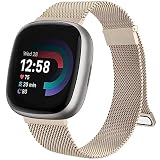 コンパチブル Fitbit Versa3 バンド フィットビット バーサ3 ベルト Fitbit Sense バンド Fitbit Versa4 バンド, 交換ベルト ステンレス製金属 ンバンド 調節可能 (ローズゴールド)