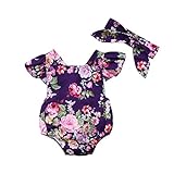 女の子　ノースリーブ　 花柄ロンパース　　ワンピース　リボン　付き　2点ゼット ホワイト　夏 (18-24ヶ月)