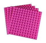 Strictly Briks Premium Pink 7.5' X 7.5' Large Size Pegs Construction Base Plates - 4 Pack Bundle - (