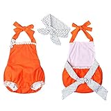 PER　キッズ　ロンパース　ベビー服　カバーオール　ヘッドバンド付き　蝶結び付き　レース付き　ホルターネック　バックレス　可愛い (70)