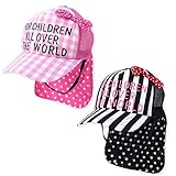 ベビー 帽子 メッシュキャップ 女の子 Kids Foret キッズフォーレ 消臭ネーム 日除け付き リボン ロゴ入り 女児 ベビー キッズ (2.ブラック/48cm)