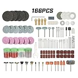 KKmoon 166個セット ミニルーター用 ビットセット 研磨ホイール 1/8インチ シャンク 回転工具 研磨ツール サンディング 研削砥石 切断 アクセサリー ビット