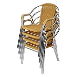 人工ラタンチェア 4脚セット ナチュラル 籐 肘掛けカバー付き 家具 ファニチャー インテリア おしゃれ スタッキングチェア chair 椅子 チェア 南国 アジアン バリ風 リゾート カフェ ベラン