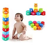 【ノーブランド品】プラスチック製　スタッキングアップ 　カップ 　虹の色 子供 　知育玩具　贈り物