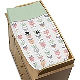 Sweet Jojo Designs Grey Coral and Mint Woodland Arrow Baby Girls Changing Pad Cover [並行輸入品]