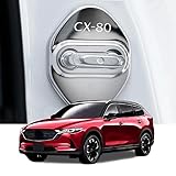 FORマツダCX-80 CX80 CX 80 KL系(2024年9月～）車のドアロック保護カバーケース防錆ステッカー装飾4pcs cx80 アクセサリー (黒) [並行輸入品]