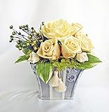 訳あり展示品 クリームアイボリーの大きめのバラのアレンジ プリザーブドフラワー