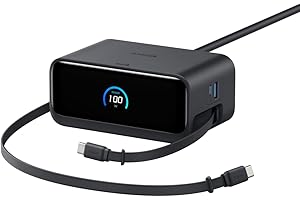 Anker Nano Charging Station (7-in-1, 100W, 巻取り式 USB-C ケーブル) (USBタップ 電源タップ) 【PSE技術基準適合】MacBook iPad iPhone Galaxy Android ブラック