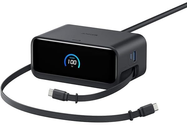 Anker Nano Charging Station (7-in-1, 100W, 巻取り式 USB-C ケーブル) (USBタップ 電源タップ) 【PSE技術基準適合】MacBook iPad iPhone Galaxy Android ブラック