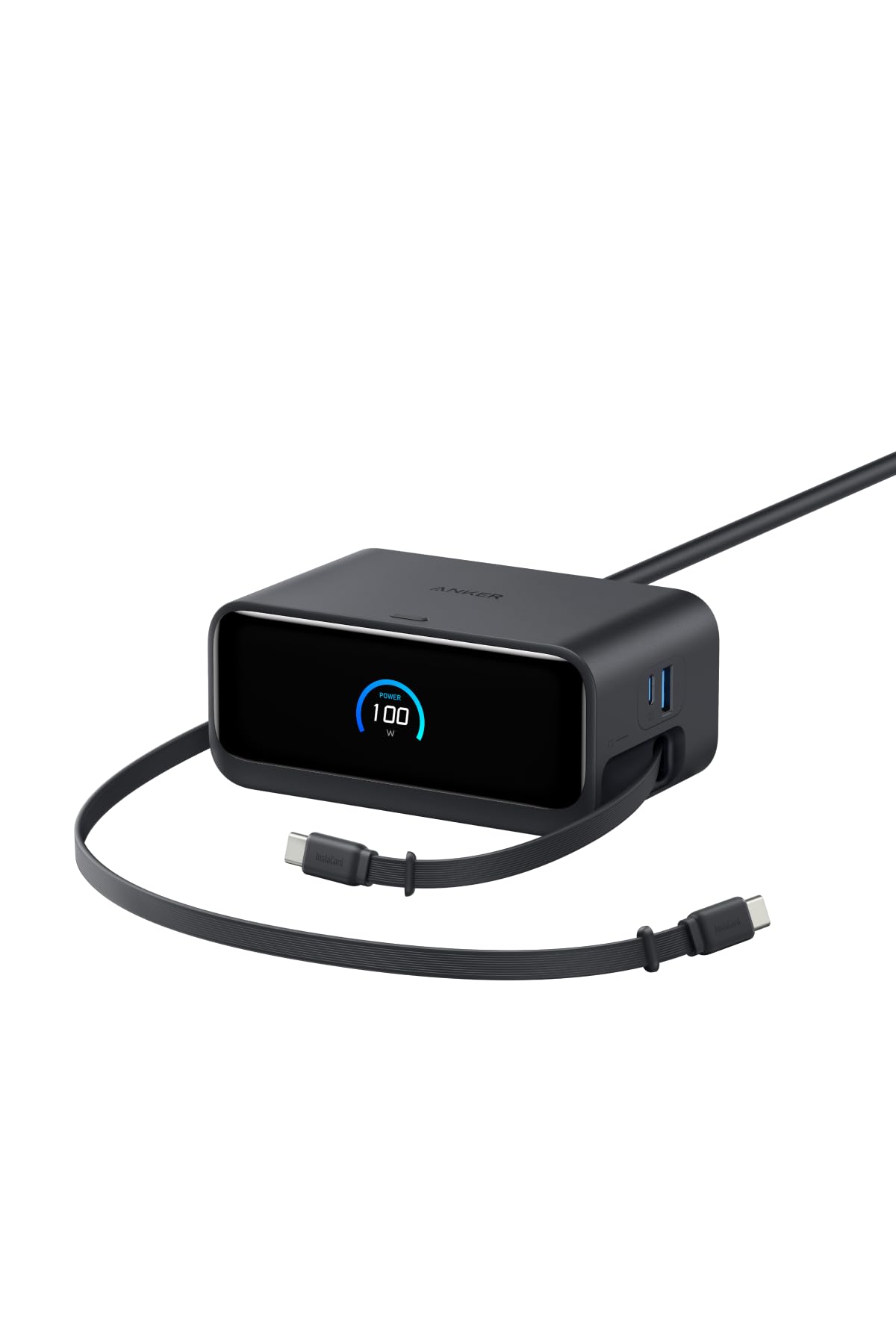 Anker Nano Charging Station (7-in-1, 100W, 巻取り式 USB-Cケーブル) ブラック | USBタップ 電源タップ【PSE技術基準適合】MacBook iPad iPhone Galaxy Android