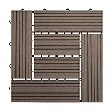 【HY】 ウッドデッキ 人工木　樹脂　ウッドパネル ウッドタイル　27枚入り 厚さ22mm　全6色　３タイプ　ジョイントタイル　デッキ　　腐りにくい　ガーデン　ベランダ庭　玄関 (Bタイプ_27枚, 