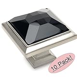 Cosmas 5883sn-xサテンニッケルキャビネットハードウェアSquareノブwithブラックガラス – 1 – 1 / 4 "正方形 – 10パック