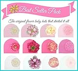 ジェイミーレイハット(jamie rae hats) フラワー付きベビーハット/ニット帽/子供用 4才～6才 L.ホワイト/ピオニー [並行輸入品]