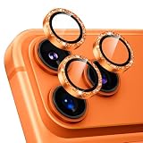 Podick レンズカバー iPhone17 Pro/17 Pro Max用 カメラフィルム キラキラ 9H強化ガラス アルミ合金 耐衝撃 いphone17pro/17pro max カメラ保護 高透過率 キズ防止 露出オーバー防止 全面保護 気泡ゼロ 指紋防止 貼り付け簡単 アイフォン17プロ/17プロマックス 対応 独立型レンズプロテクター (17Pro/Max,オレンジ)