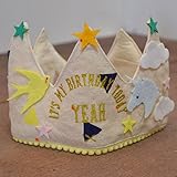 コットンクラウン(MULTI NAVY)ハッピーバースデイ メモリアル 記念 王冠 お子様のお誕生日に ハーフバースデイ 撮影 パーティー ベビー 成長 生後６ヶ月 手作り