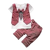 Cutelove 子供服 ベスト Tシャツ Tシャツ＆パンツ 上下セット 半袖 ショートパンツ ネクタイ付き 男の子 ベビー 可愛い 夏 3色