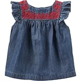 OSHKOSH(オシュコシュ) エンブロイダードシャンブレーラッフルスリーブトップ シャンブレー トップス半袖シャツ 24ヶ月【並行輸入】