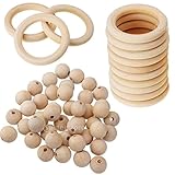 Lovoski 約70個　　ティースリング　ビーズ　DIYアクセサリー　木製