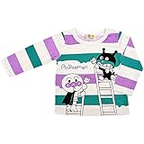 2017年 春物 アンパンマン 天竺 ボーダーペンキ柄 長袖Tシャツ ANPANMAN グリーン-パープル◇80cm