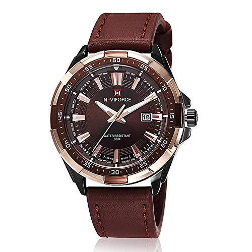 R-timer 腕時計 30m防水 アナログ表示 メンズ ブラウン＆ゴールド