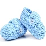 DEWEL 歩行練習ベビーシューズ　幼児シューズ　ファーストシューズ　滑り止め　出産祝い　手作りの織物　柔らかい　軽量　３色選択可能 (ブルー)