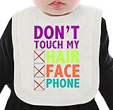 Don't Touch My Hair Face Phone Slogan ネクタイを有する有機ビブ Medium