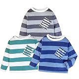 (グリーン/90cm)子供服 男の子 Tシャツ 長袖 ボーダー柄 切りっぱなし ポケット バックロゴプリント 男児 ベビー