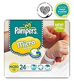 パンパースマイクロ新しい赤ちゃんのおむつサイズ0キャリーパック - 24おむつ (Pampers) (x6) - Pampers Micro New Baby Nappies Size 0 Carry