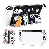 DLseego Switch OLED用 ケース クリアケース スイッチ有機el カバー 有機elモデルケース 透明スイッチ有機elカバー 分体式 PC素材 超軽量 耐衝撃 取り外し簡単 傷つけ防止 全面保護 可愛い 犬