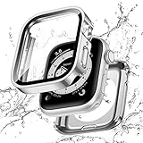 【フルカバー保護】Kawoco アップルウォッチ 防水 カバー Apple Watch SE Series 9 8 7 対応 41mm ケース 2 in 1 前後の保護 二重構造 耐衝撃 iWatch 一体型 41mm シルバー