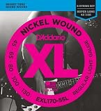 【 並行輸入品 】 D'Addario (ダダリオ) EXL170-5SL 5弦 Nickel Wound ベースギター 弦, Light, Super Long Scale